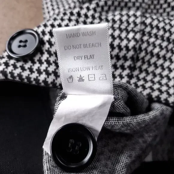 Max Studio Wide Leg Sailor Pants Houndstooth Slipon Stretch Women 28 Black White - Picture 13 of 13